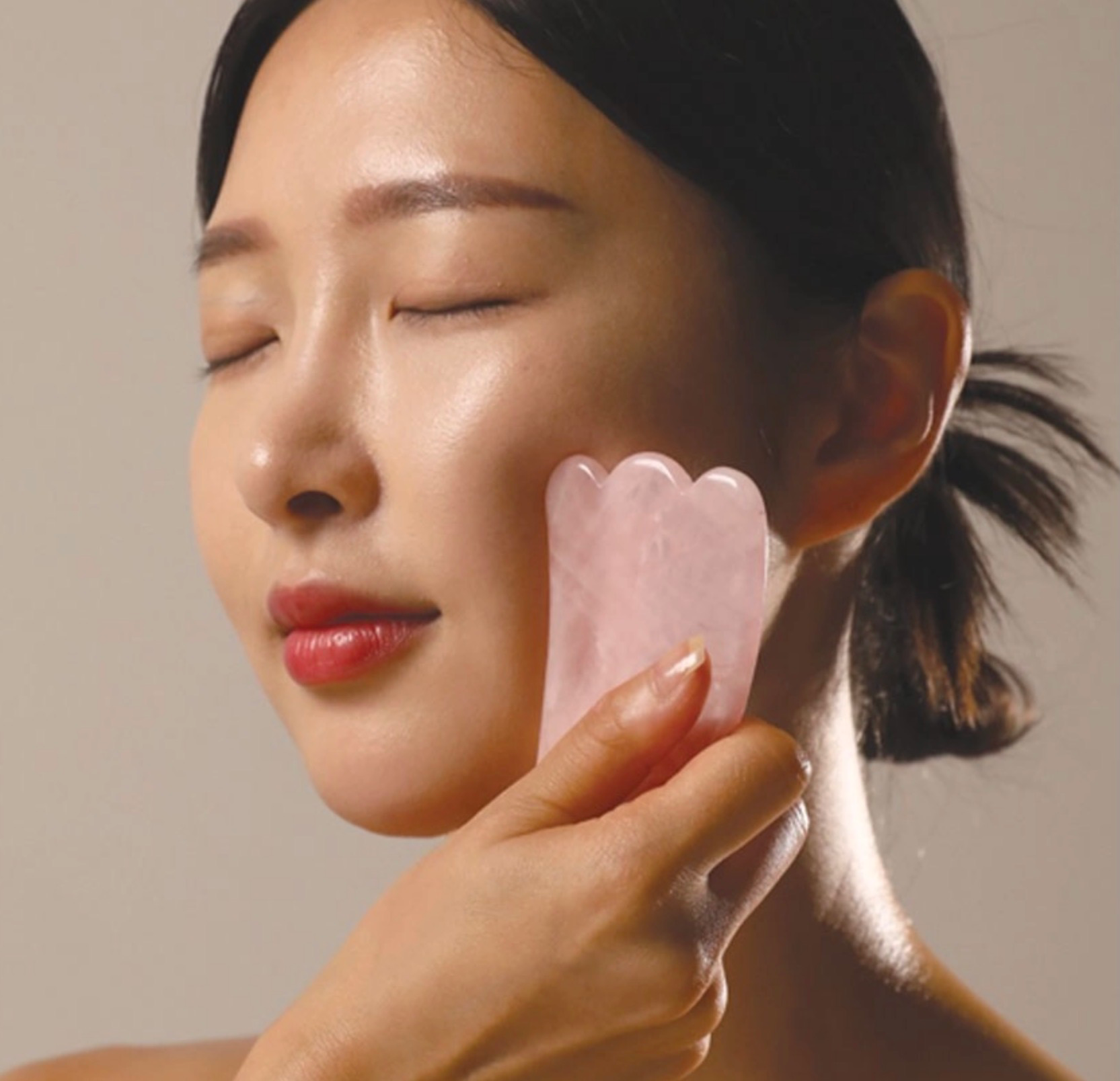 Rose Quartz Angel Wing Gua Sha Massage Tool, 1ea - Image 3