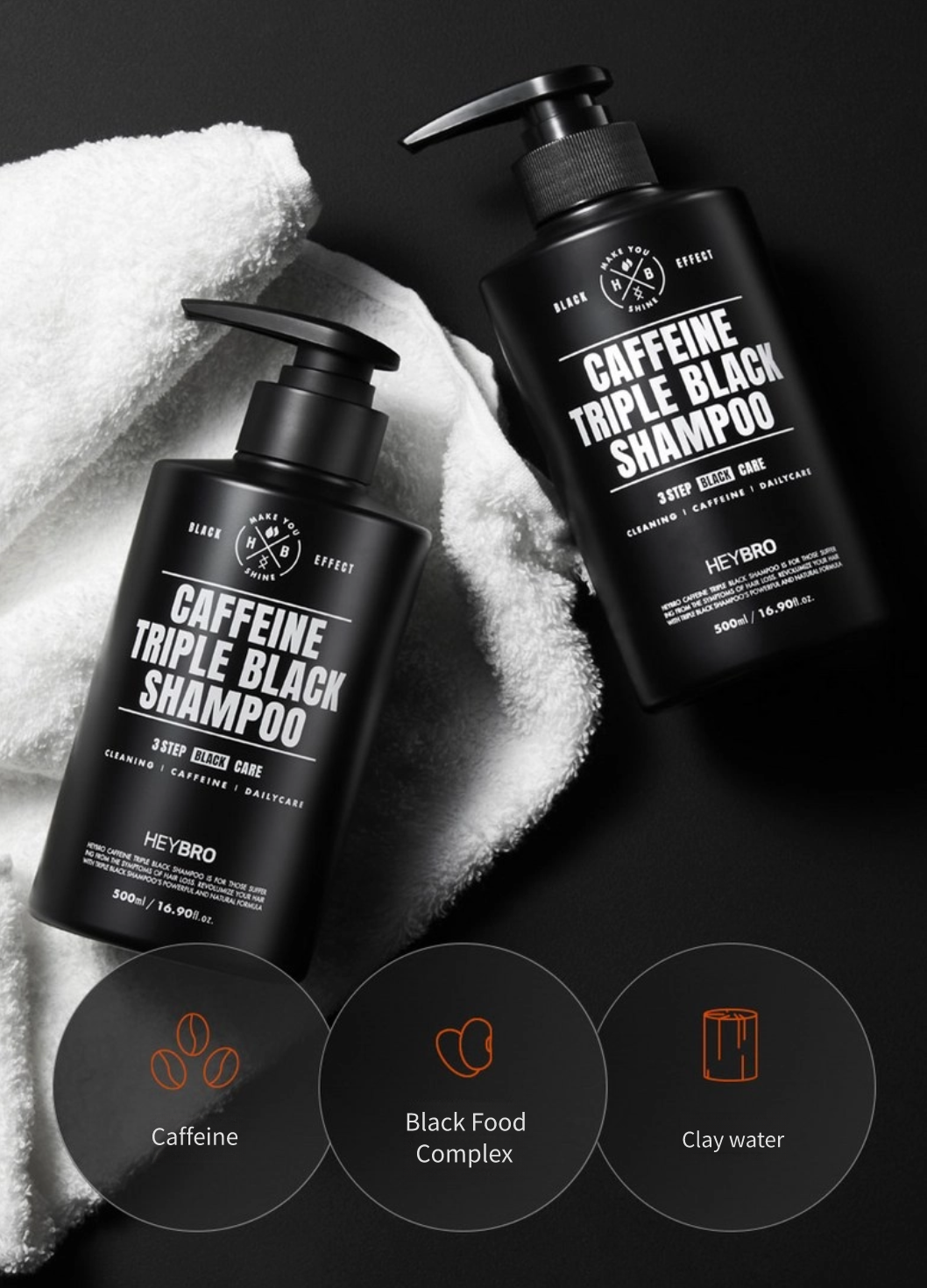 Caffeine Triple Black Shampoo, 500ml, 1pack