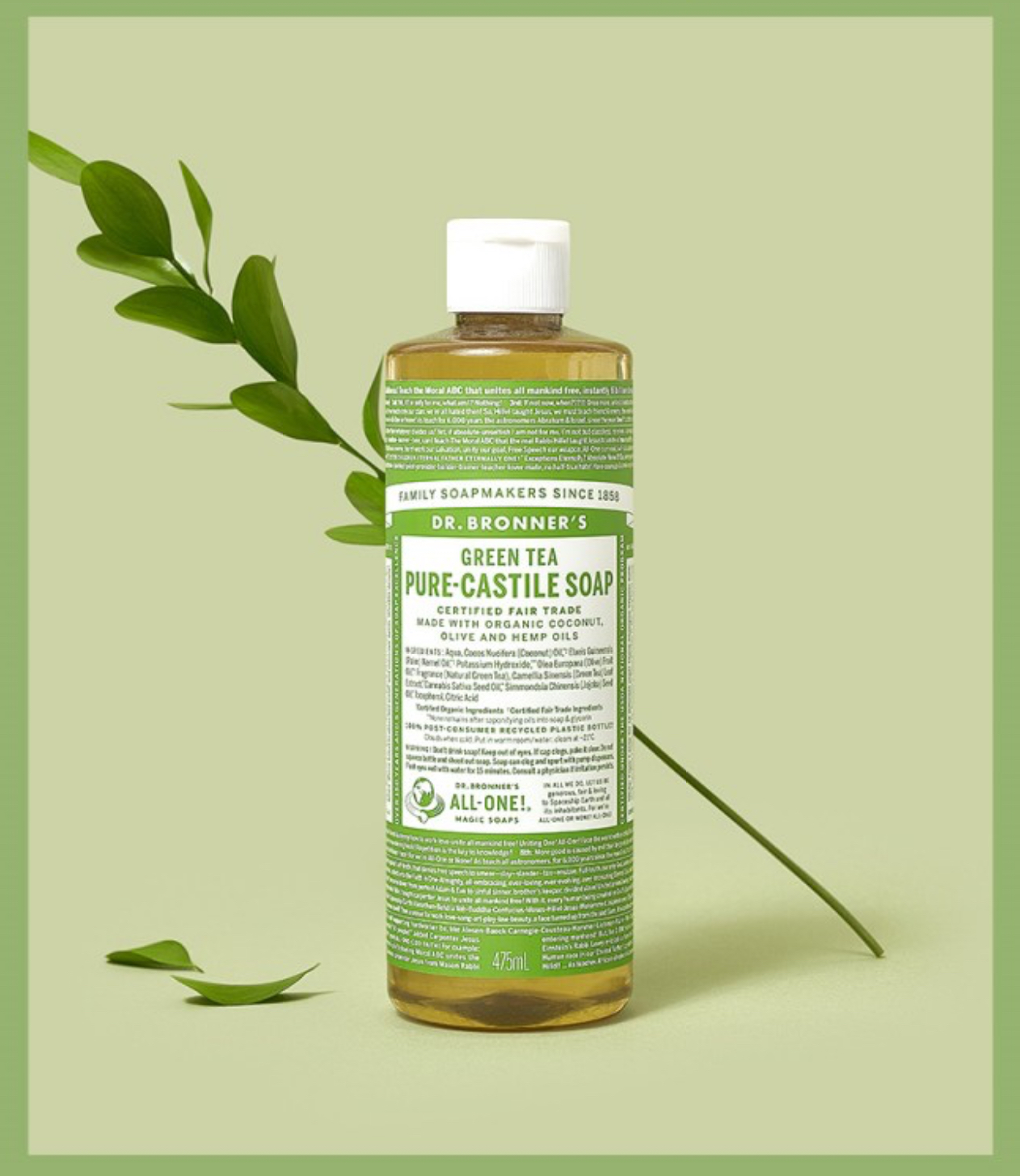Green Tea Pure Castile Soap, 475ml, 1pack - Image 2