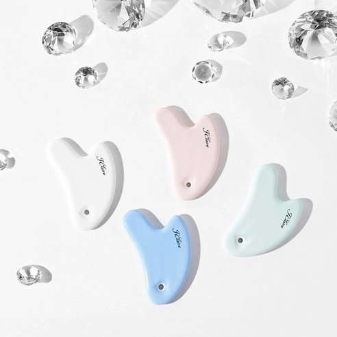 Ceramic Heart Gua Sha, Baby Blue, 1ea - Image 2