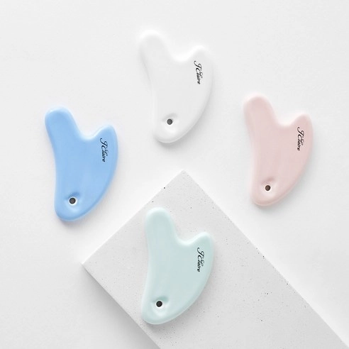 Ceramic Heart Gua Sha, Baby Blue, 1ea - Image 3