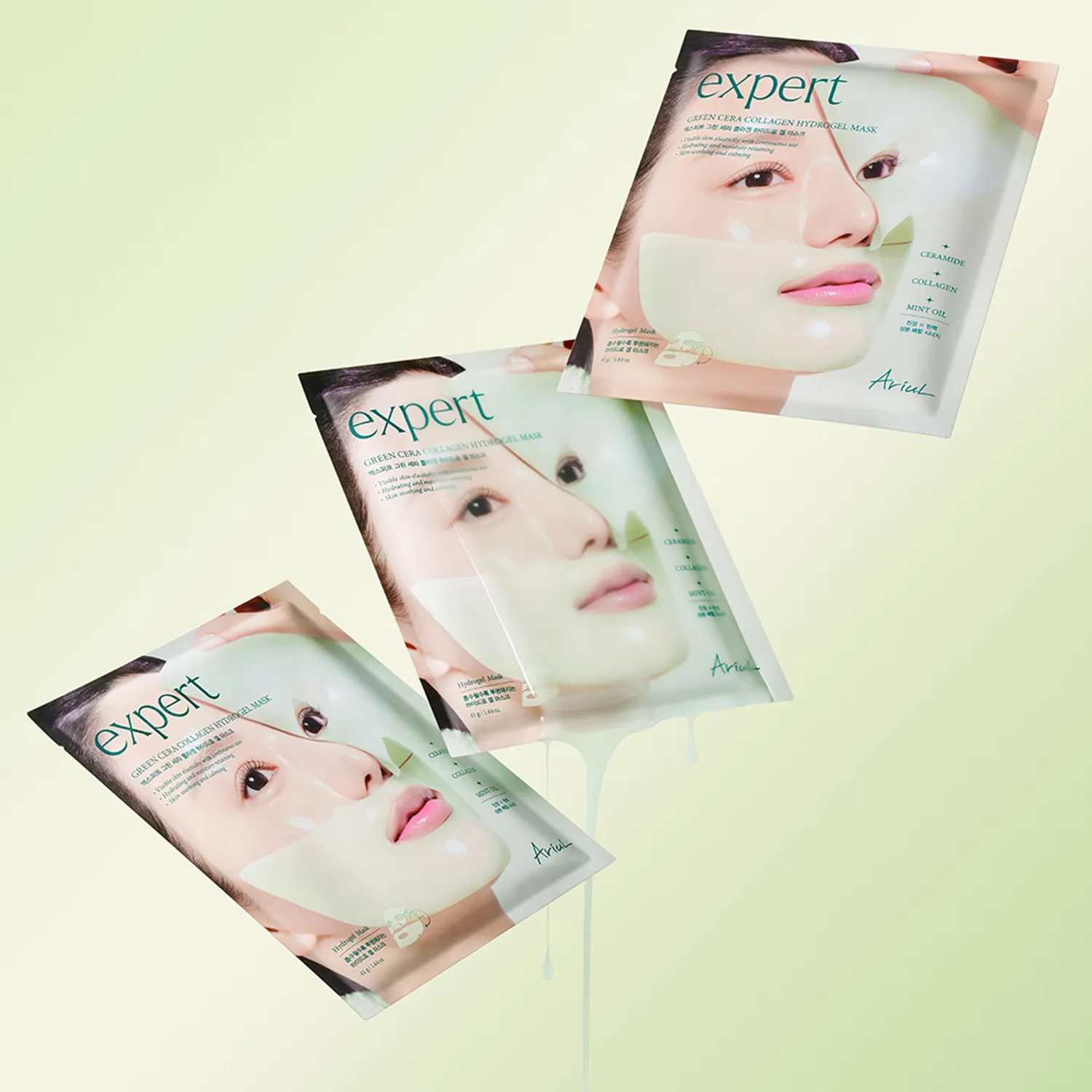Expert Soothing Green Cera Collagen Hydrogel Mask, 4ea, 1pack - Image 2