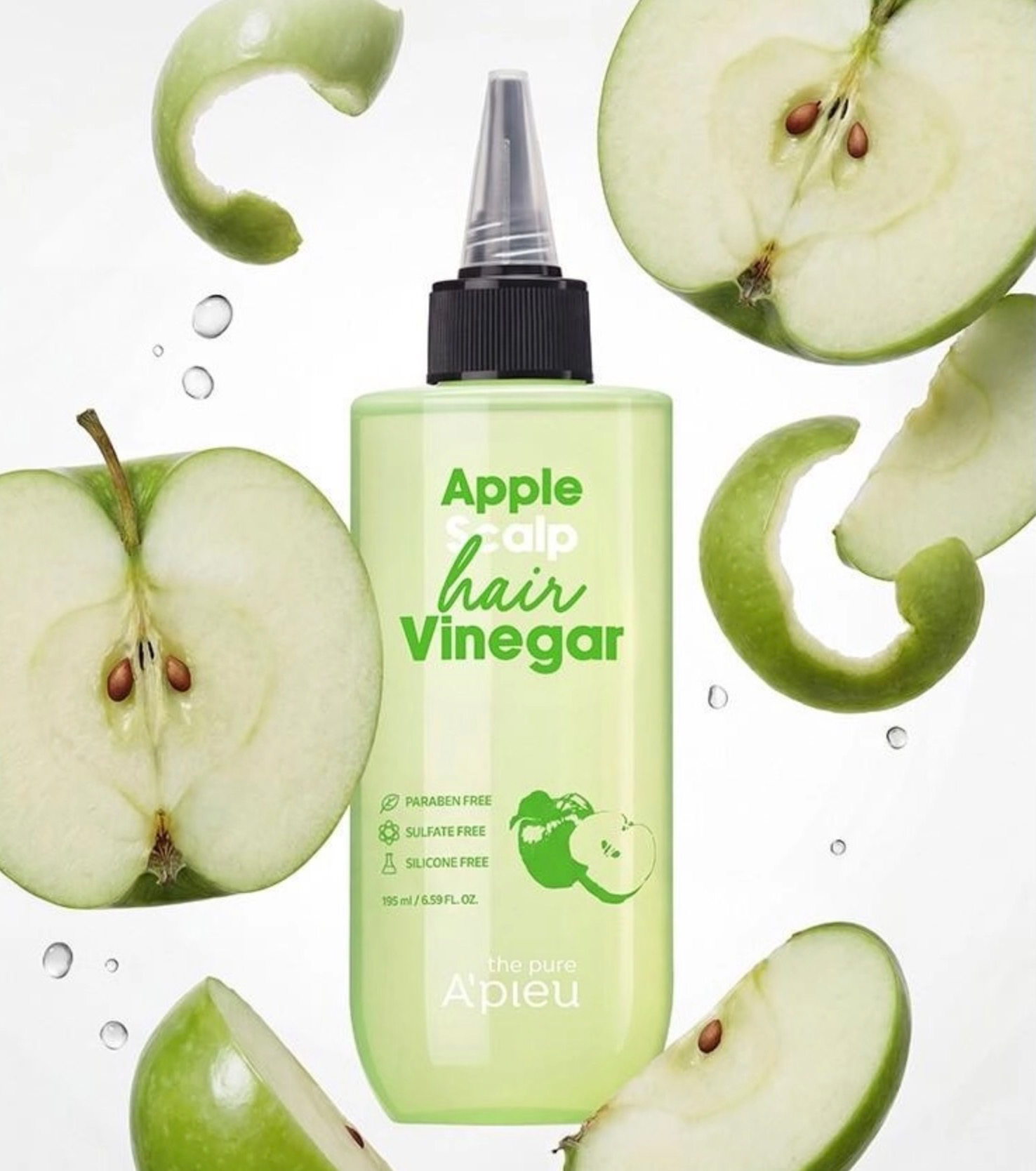 Green Apple Scalp Hair Vinegar, 195ml, 1pack - Image 3