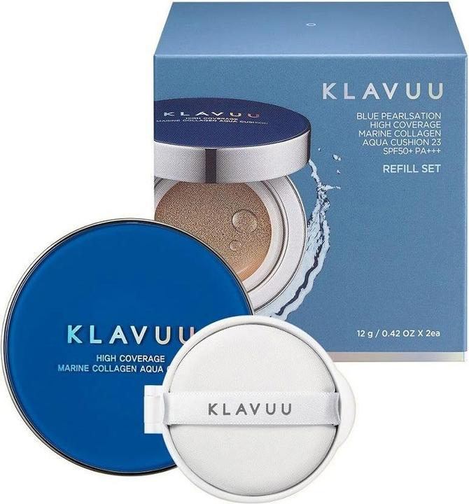 Blue Pearlsation High Coverage Marine Collagen Aqua Cushion [SPF50+/PA+++], 12g, No.21, 1pack - Image 2