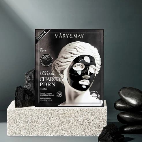 Vegan Collagen Charcoal PDRN Mask, 4ea, 1pack - Image 5